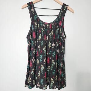 NWT Natural Life 100% Cotton Floral Boho Flowy Tank Top, M